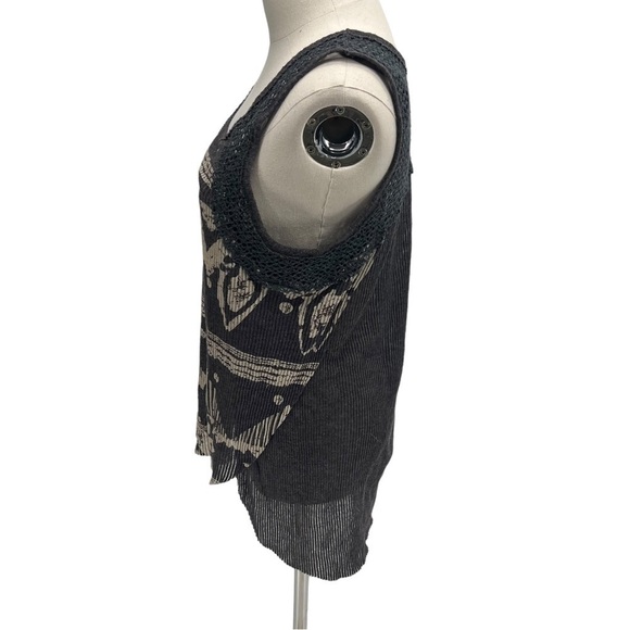 We The Free Gray Tan Geometric High Low Sleeveless Top Size Medium Women’s - Picture 5 of 7